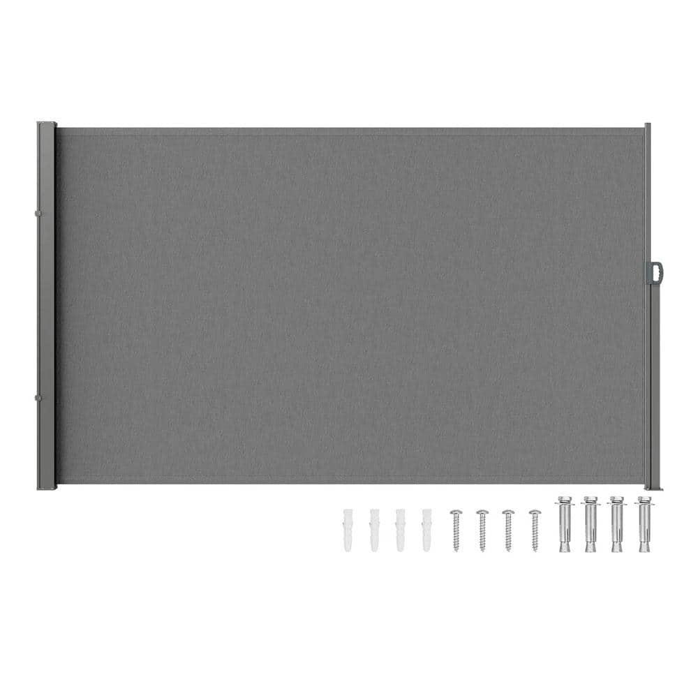Gray Aluminum Retractable Side Awning for Patio Privacy