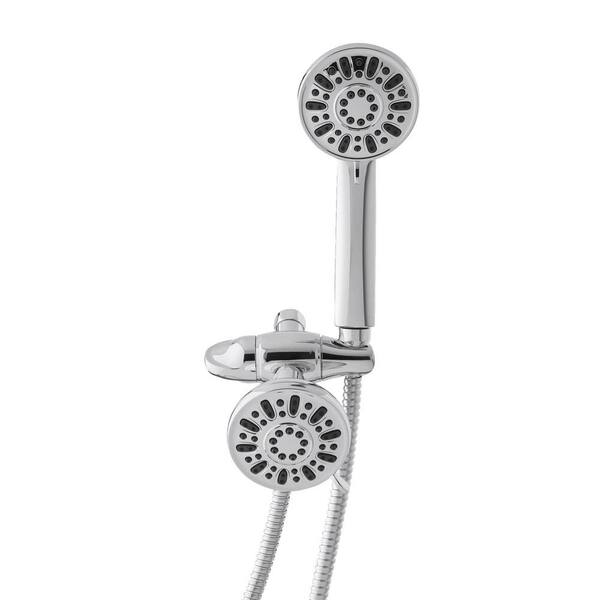 4-spray 3.5 in. Dual Shower Head and Handheld Shower Head in Brushed Nickel
