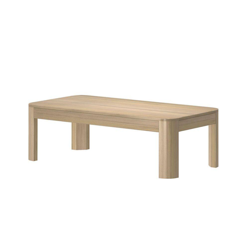 Modern 48 in. Blonde Rounded Rectangle Wood Coffee Table