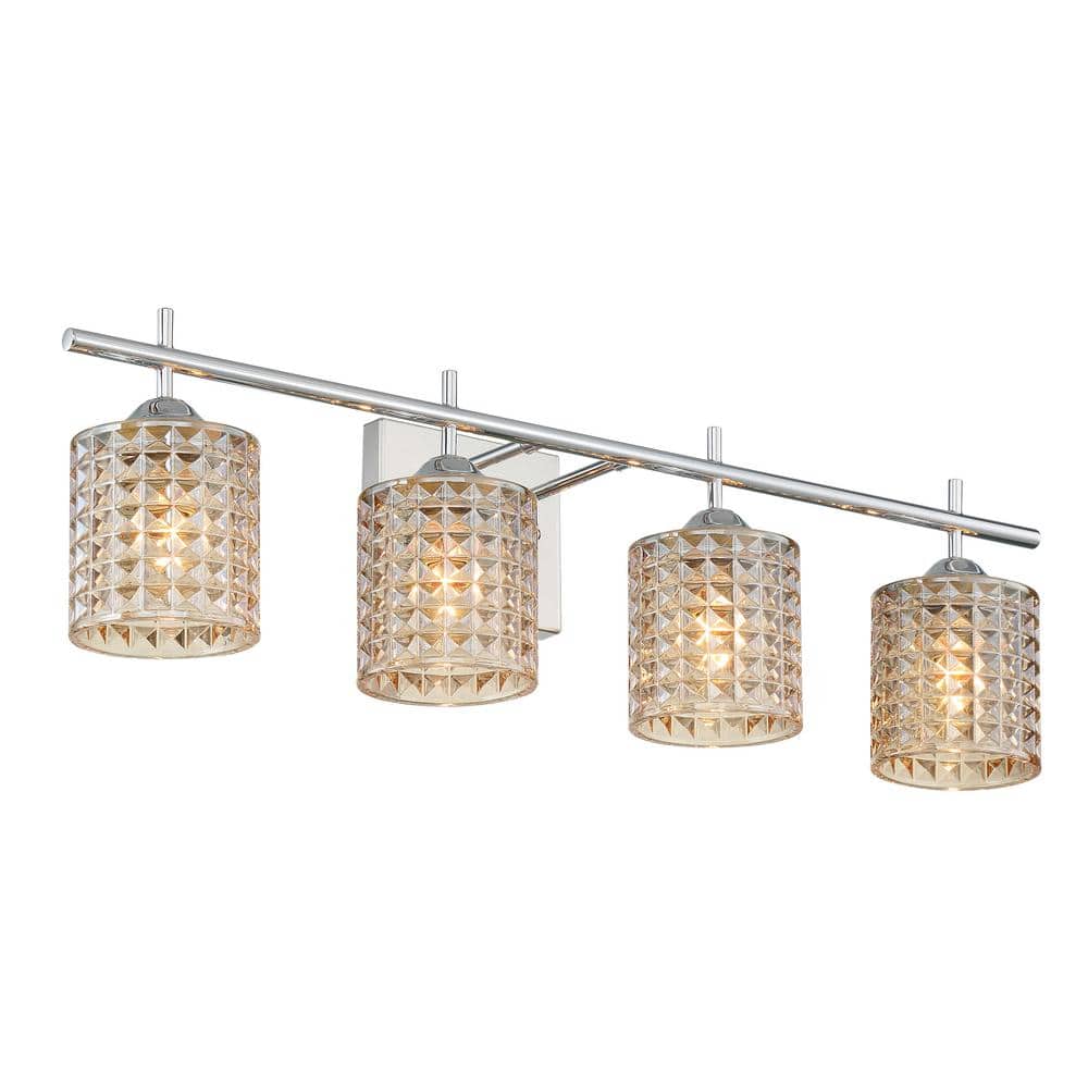 Vanity Art Lourdes 29 in. Chrome Vintage 4-Lights Modern Cut Crystal ...
