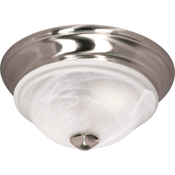 Glomar 2-Light Flush-Mount Brushed Nickel Dome Light Fixture