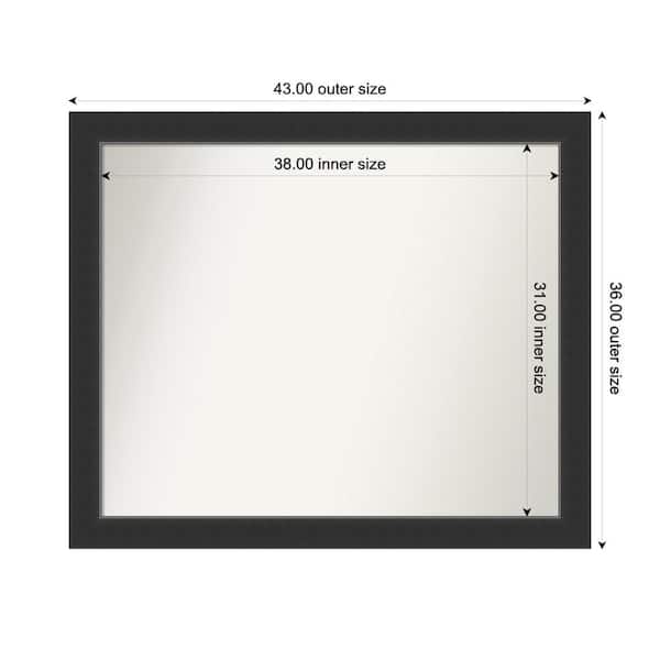 Amanti Art Corvino Black 43 in. x 36 in. Custom Non-Beveled Wood Framed Bathroom Vanity Wall Mirror