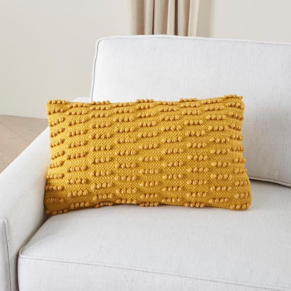 Mina Victory Life Styles Yellow Textured Handmade 12 in. x 20 in. Throw  Pillow 084776 - The Home Depot
