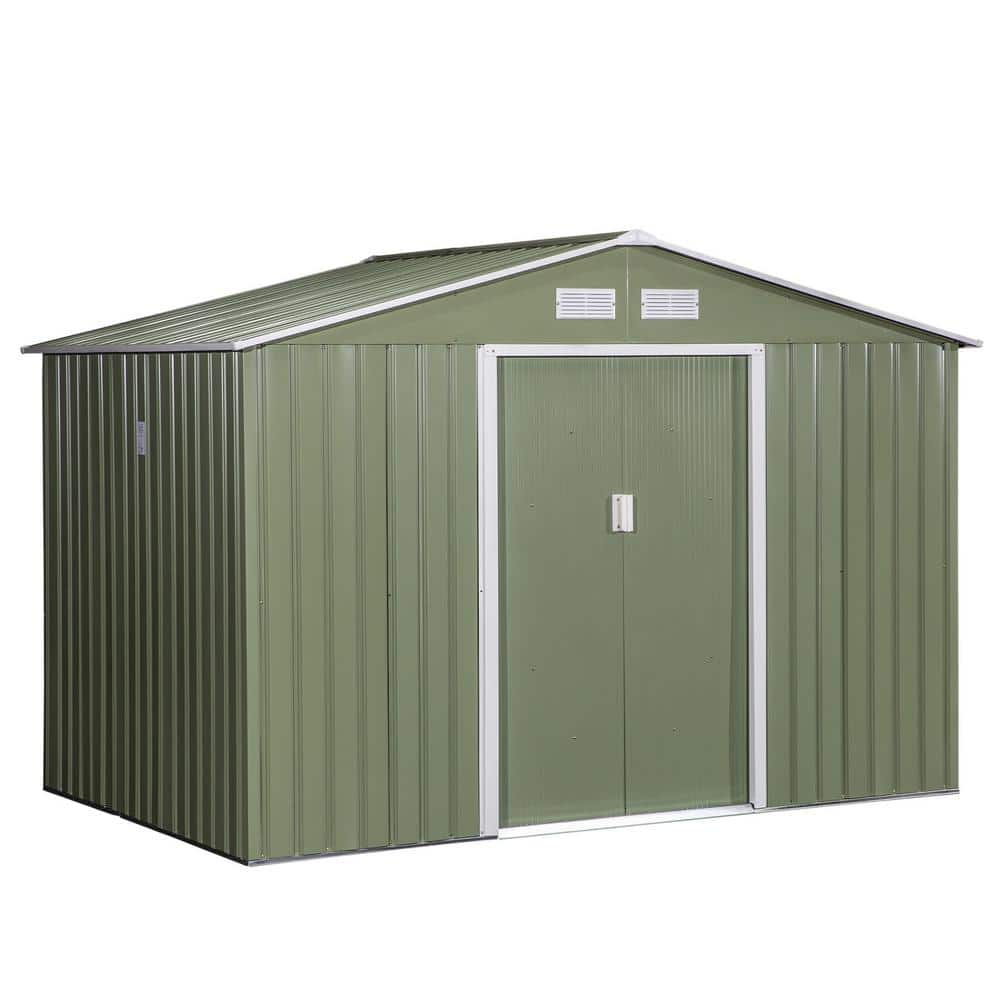 9 ft. W x 6 ft. D Metal Storage Shed with Double Door, Garden Tool House wi