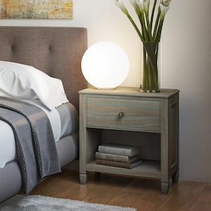 Connaught Solid Wood 24 in. Wide Traditional Bedside Nightstand Table in Distressed Grey
