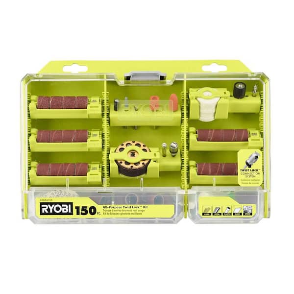 RYOBI Rotary Tool 150-Piece Twist Lock All-Purpose Kit (For Wood, Metal,  and Plastic) A90AS150 - The Home Depot
