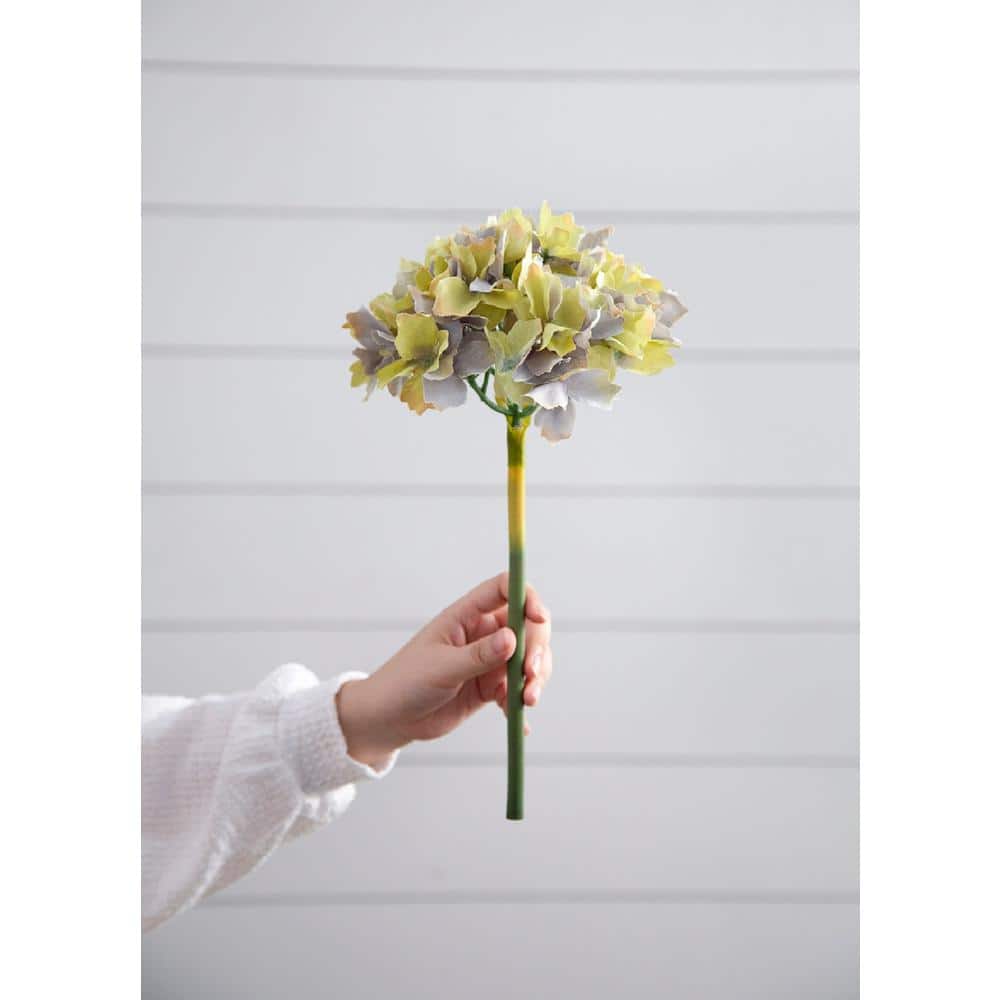 14" Purple and Green Faux Hydrangea Set of 12
