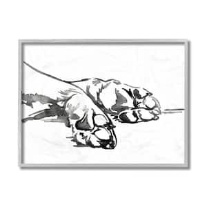 Pet Animal Paws Minimal Ink Linework By Jennifer Paxton Parker Framed Print Animal Texturized Art 11 in. x 14 in.