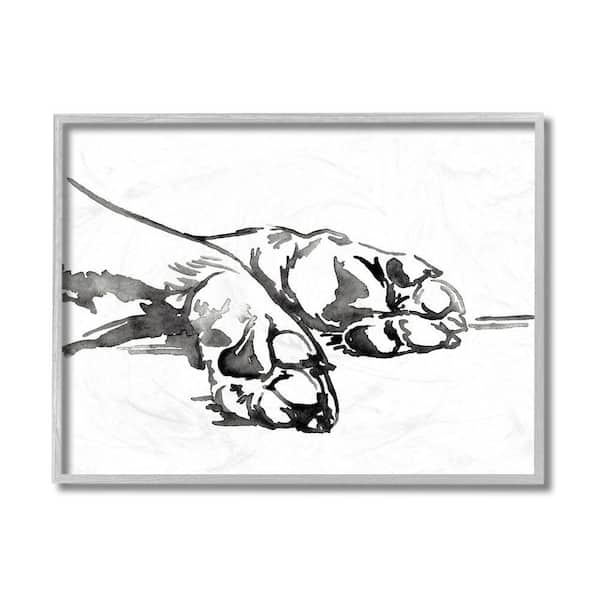 Stupell Industries Pet Animal Paws Minimal Ink Linework By Jennifer Paxton Parker Framed Print Animal Texturized Art 11 in. x 14 in.