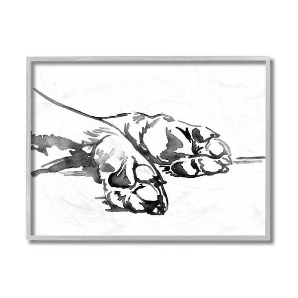 Stupell Industries "Pet Animal Paws Minimal Ink Linework" by Jennifer Paxton Parker Framed Animal Texturized Art Print 16 in. x 20 in.