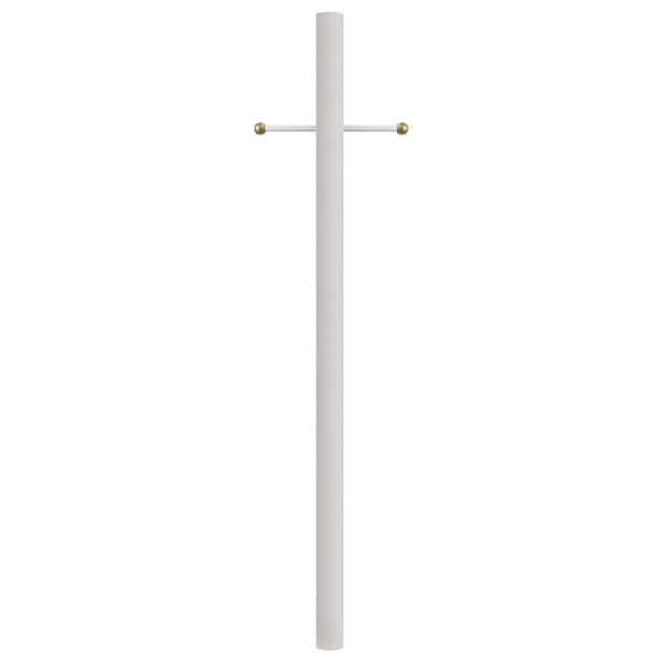 8 ft. White Outdoor Direct Burial Aluminum Lamp Post with Cross Arm fits Most Standard 3 in. Post Top Fixtures