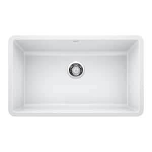 PRECIS Undermount Granite Composite 30 in. Single Bowl Kitchen Sink in White