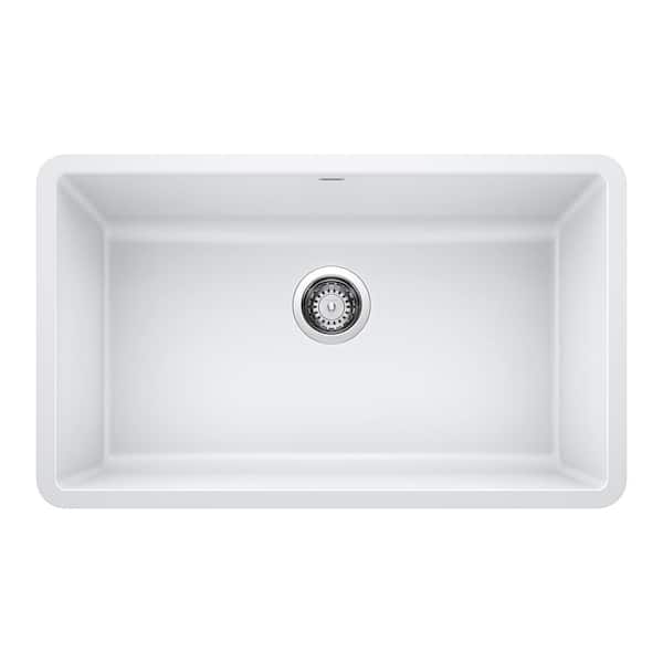 Blanco PRECIS Undermount Granite Composite 30 in. Single Bowl Kitchen Sink in White