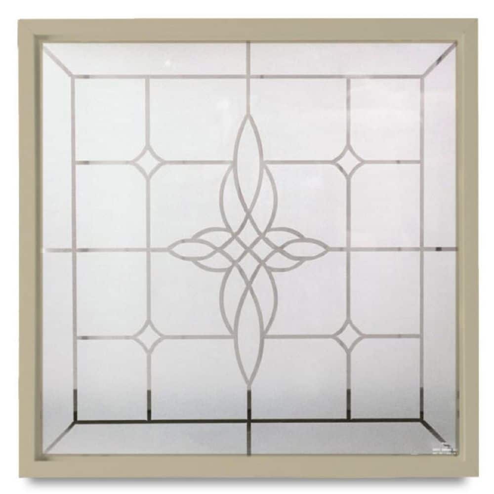 Hy-Lite 47.5 in. x 47.5 in. Aurora Silkscreened Decorative Glass Tan ...