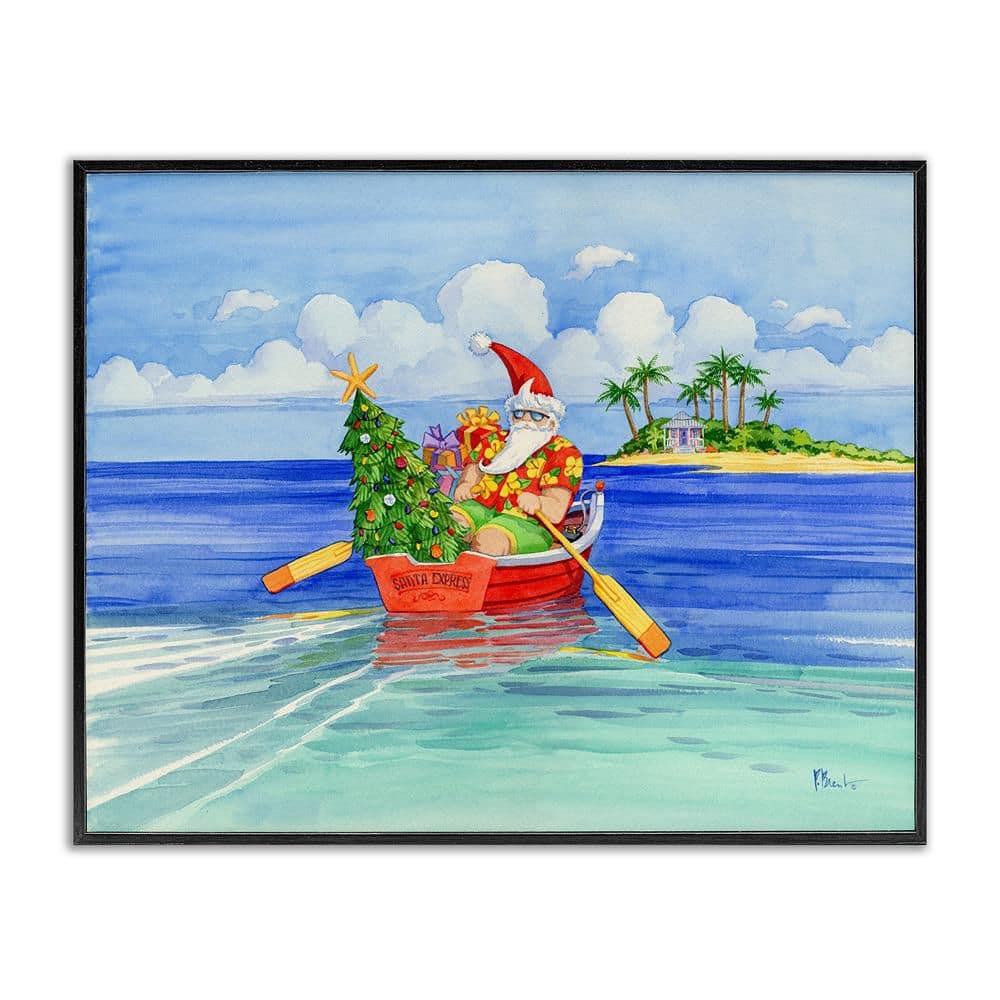 Santa's Delivery Tropical Christmas Boat by Paul Brent Framed Giclee Art Print Nature 24 in. x 30 in. price history on PriceWatchPro