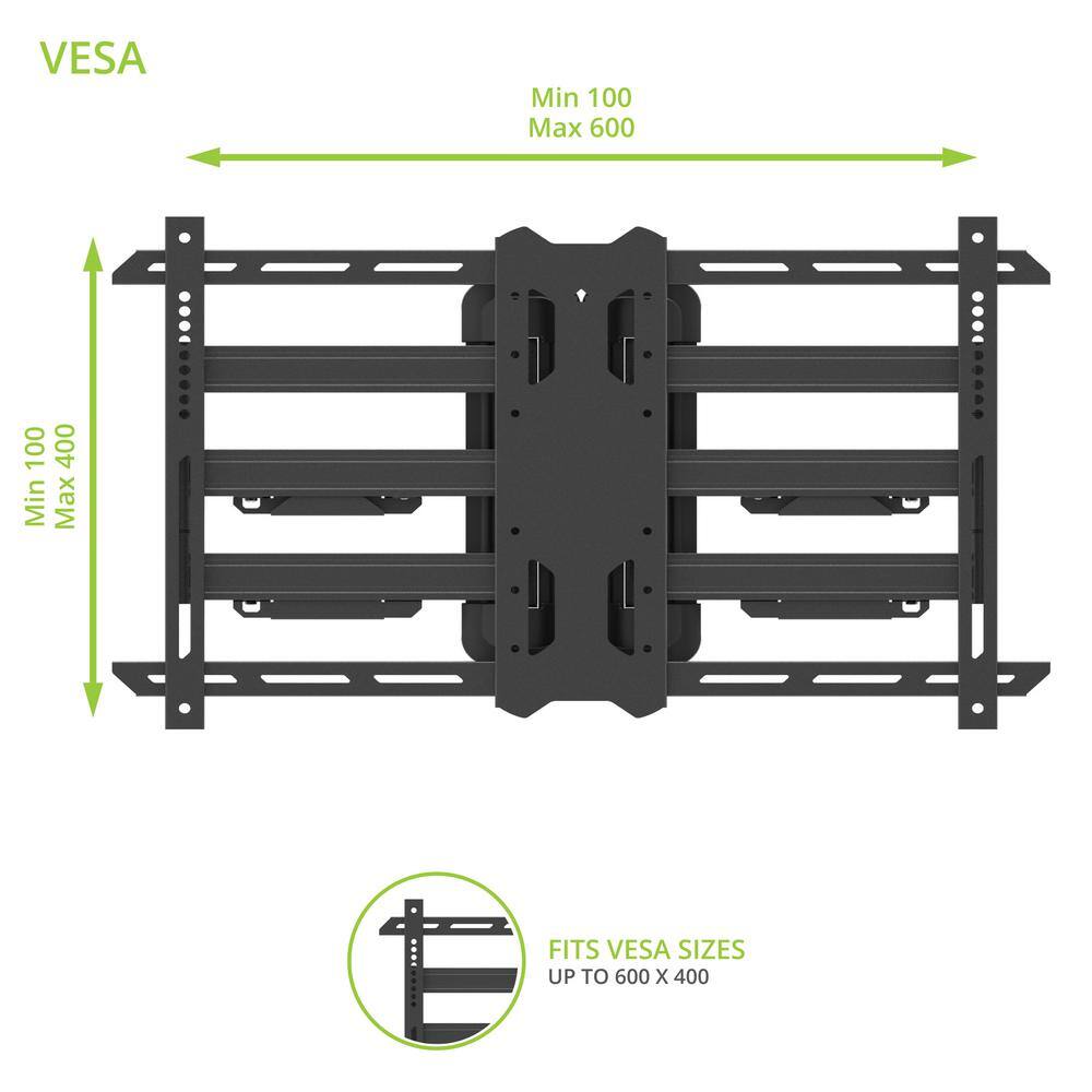 FlexiMount Black Steel Full-Motion Corner TV Mount for 37"-70"