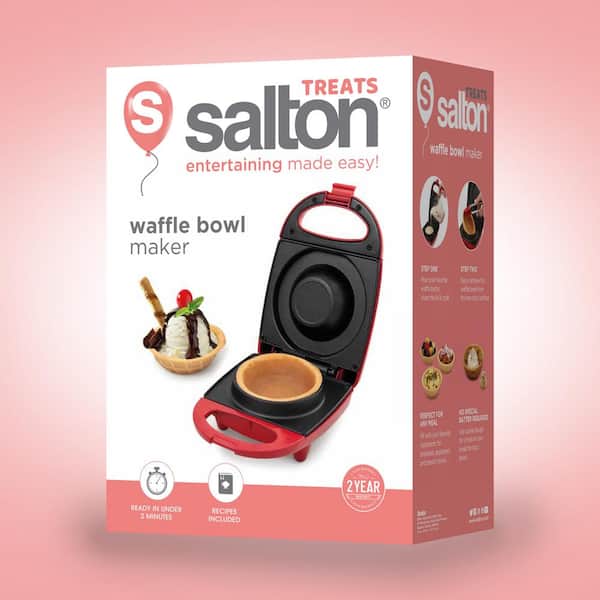 Salton WM1907 Bowl Waffle Maker, Red