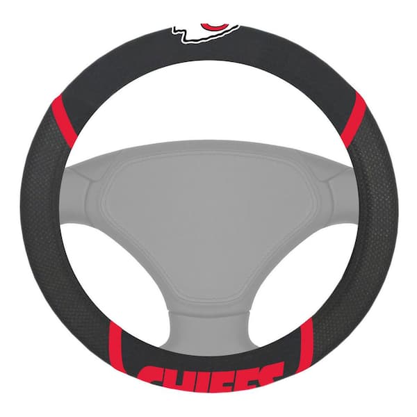FANMATS NFL - Kansas City Chiefs Embroidered Steering Wheel Cover in Black - 15in. Diameter