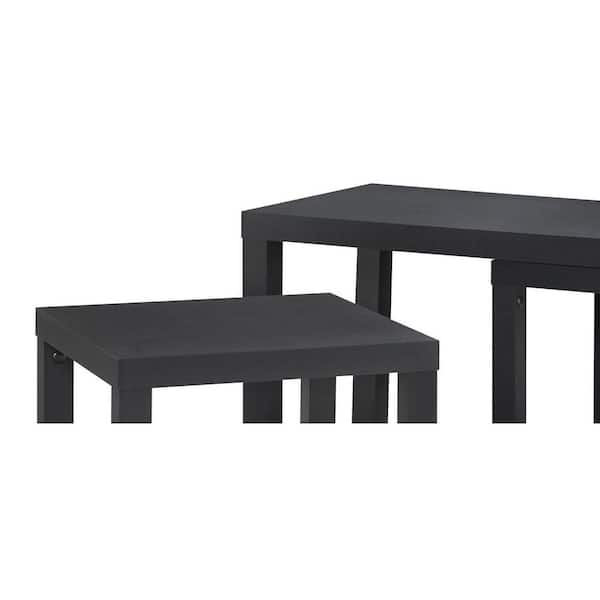 Ameriwood Home Simpson 3 Piece Black, Small Black Rectangle Coffee Table