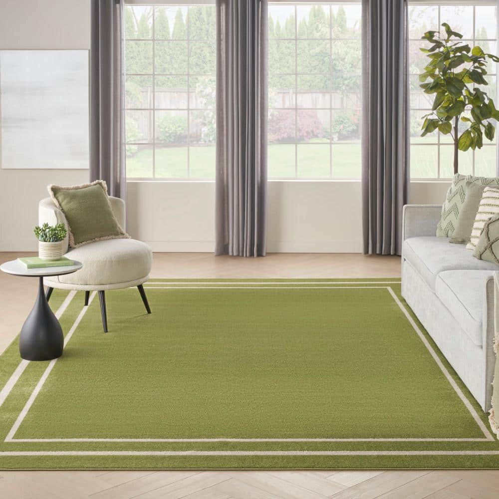 Green Ivory Reversible Synthetic 8x10 Area Rug