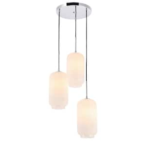 Timeless Home Conor 3-Light Chrome Pendant with Frosted Glass Shade