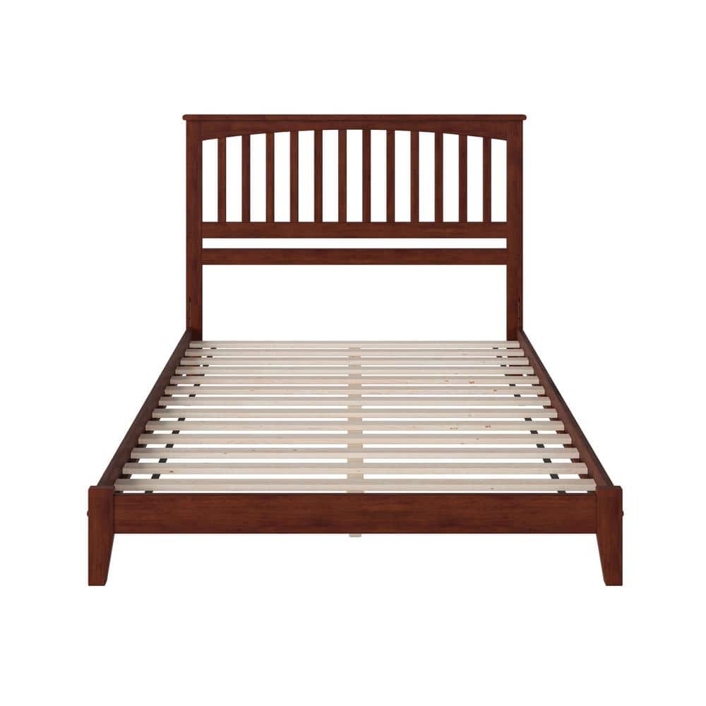 Walnut Queen Mission Wood Platform Bed with Headboard