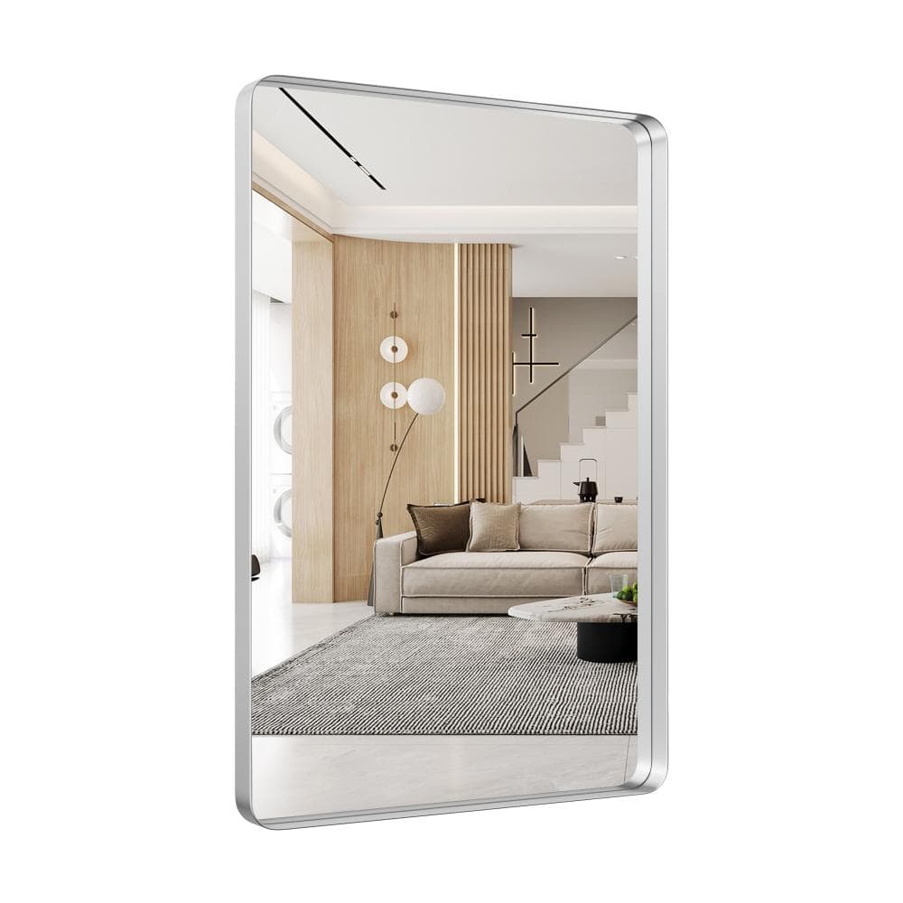 20 in. W x 28 in. H Rectangle Metal Framed Wall Mirrors Bathroom Mirror Vanity Mirror Modern Mirror in Silver price history on PriceWatchPro