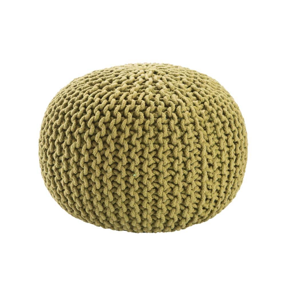 Olsen Textured Green Round Pouf