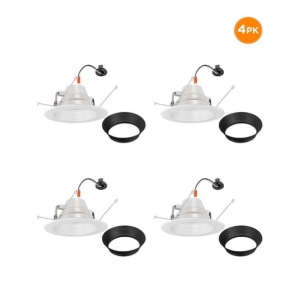 Commercial Electric 6 in. 30 Lighting Options Integrated LED Recessed Light Trim Adjustable CCT New Construction Remodel Indoor (4-Pack)