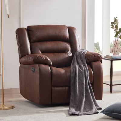 Brown PU Leather Heated Massage Recliner with 8 Vibration Points