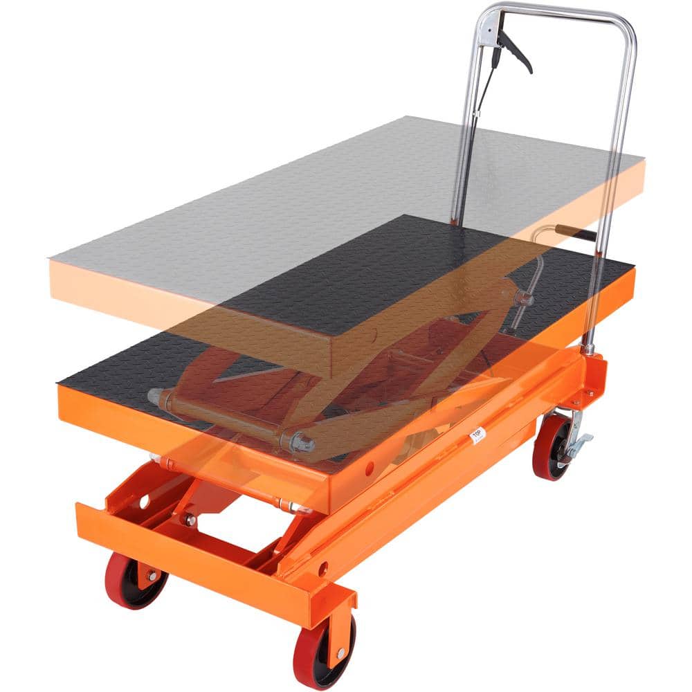 VEVOR Orange Hydraulic Lift Table Cart with Non-Slip Pad