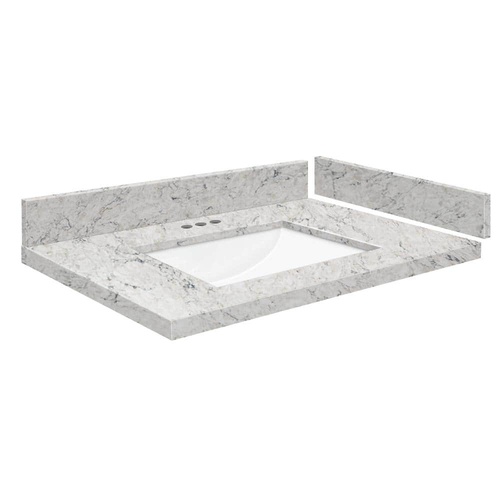 Silestone 28.25 in. W x 22.25 in. D Quartz White Rectangular Single Sink Vanity Top in Pietra price history on PriceWatchPro