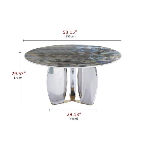 Lesly Modern Round White Chanel Rock Stone Tabletop 53.15 in