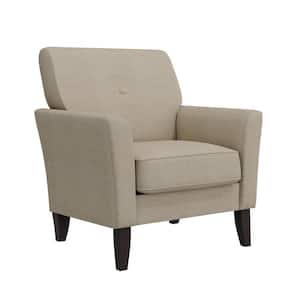 Alex Barley Tan Plush Low-Pile Velour Fabric Transitional Flared Arm Chair