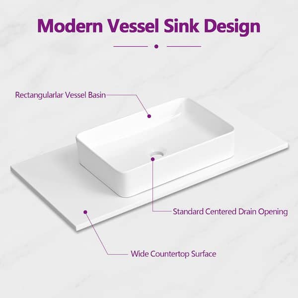 YASINU 36 in. W x 19.48 in. D Quartz Vanity Top with Rectangular