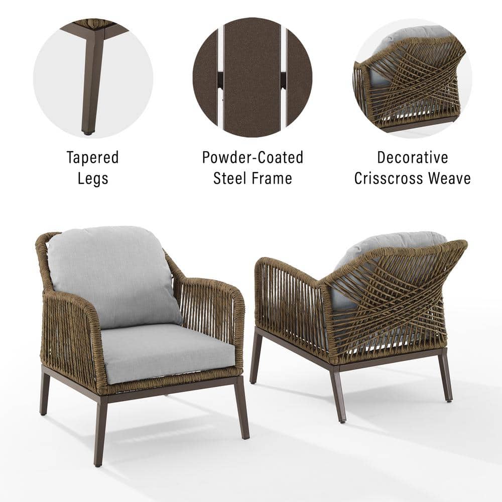 Haven 2-Piece Light Gray Wicker Outdoor Armchair Set