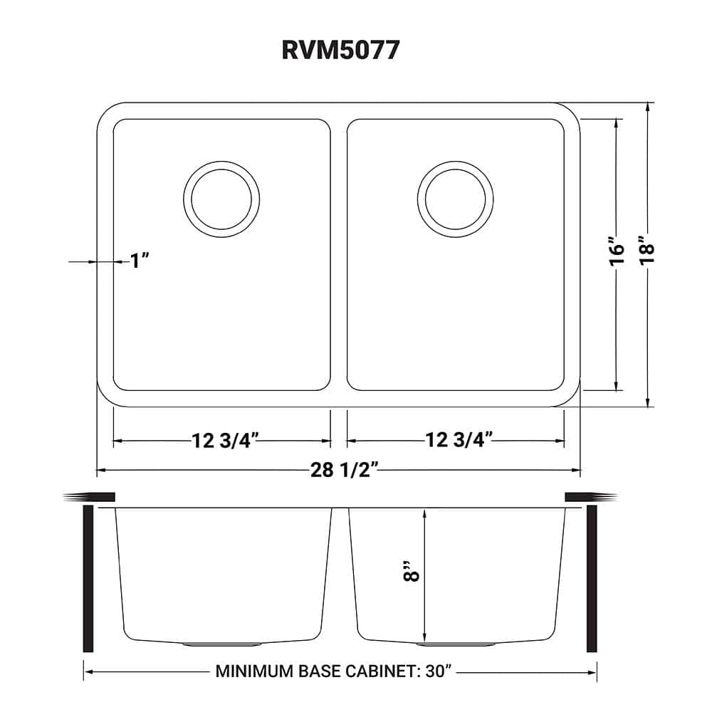 Modena 28'' Double Bowl Undermount Stainless Steel Kitchen Sink