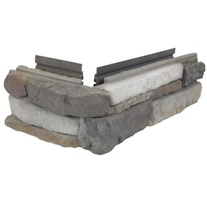 Easy Stack 5 in. x 12 in. To 19 in. Grayson No Mortar Concrete Ledge Stone Corner 1.6 lin. ft. per box