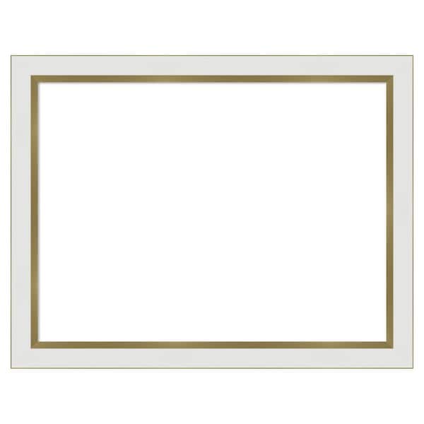 Amanti Art Eva Narrow White Gold 27 in. x 21 in. Polystyrene Framed Dry Erase Magnetic Memo Board