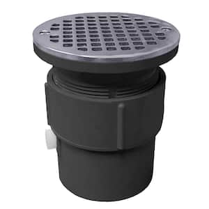 3 in. x 4 in. PVC Pipe Fit Drain Base with 3-1/2 in. IPS Plastic Spud and 5 in. Stainless Steel Strainer