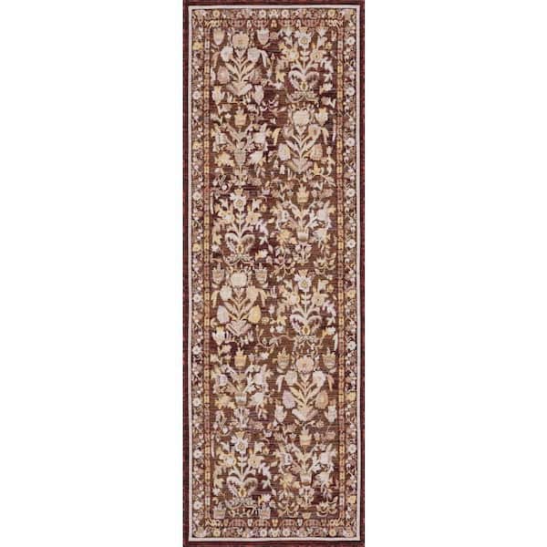 Norisse Traditional Brick 3 ft. x 8 ft. Outdoor Runner Rug