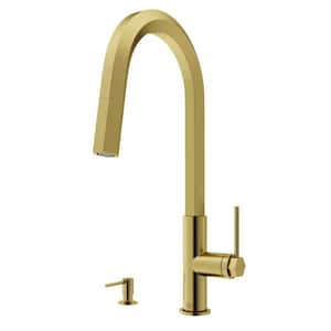 Hart Hexad Single Handle Pull-Down Spout Kitchen Faucet Set with Soap Dispenser in Matte Brushed Gold
