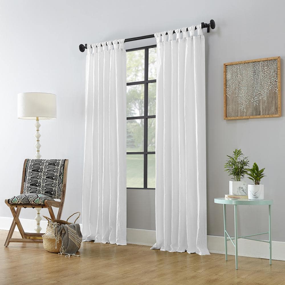 White Sheer Cotton Tab Top Window Panel, 52" x 95"