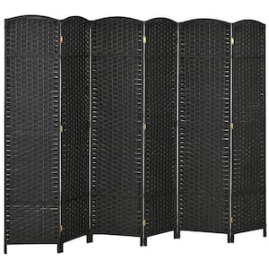 5.6 ft. Tall 6-Panel Folding Room Divider Privacy Screen in Black