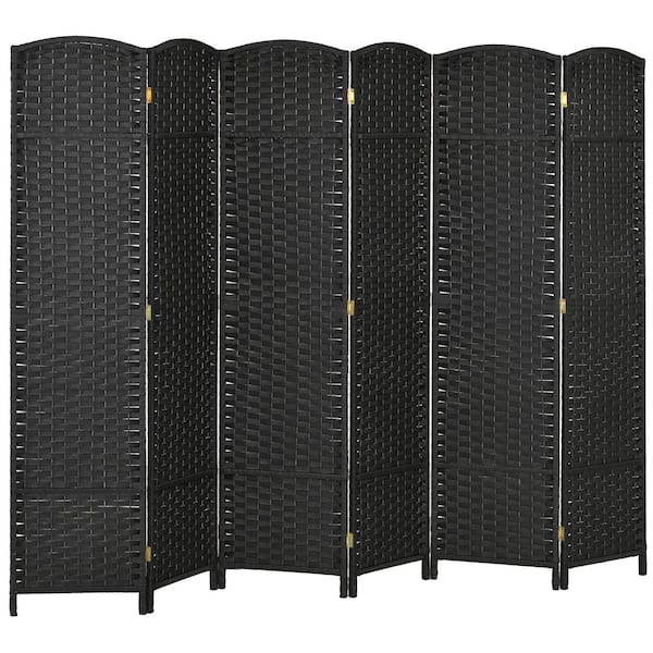 HOMCOM 5.6 ft. Tall 6-Panel Folding Room Divider Privacy Screen in Black