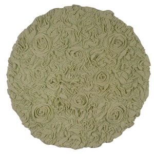 Bell Flower Collection 100% Cotton Tufted Non-Slip Bath Rugs, 30 in. Round, Green
