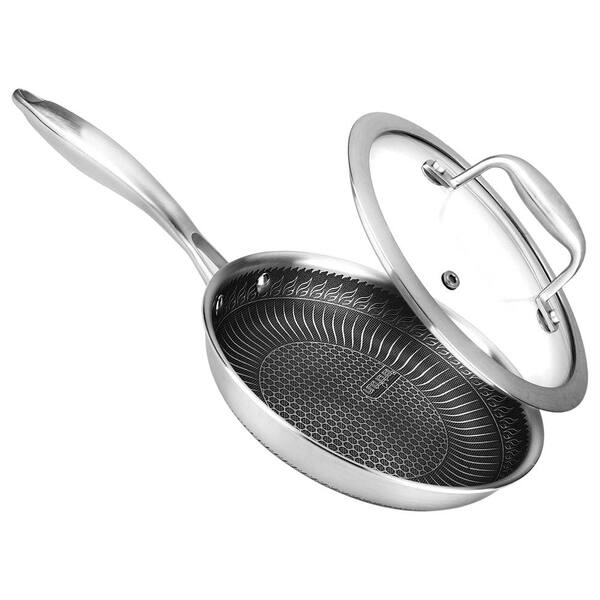Non Stick Wok With Lid Stainless Steel Induction Stir Fry Pan Dishwasher Safe 