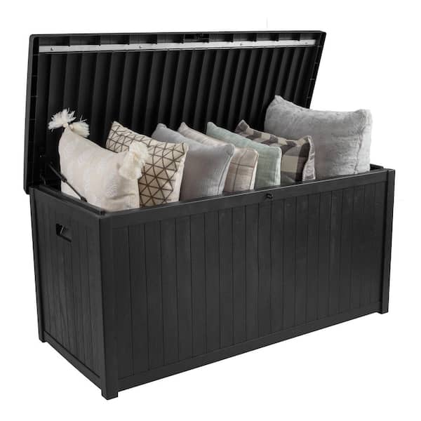 Pure Garden 113 Gal. 49.2 in. L x 22 in. W x 24.2 in. H Fade-Resistant Black Resin Deck Box