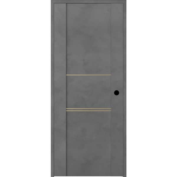 Belldinni Vona 01 3H Gold 18in. x 80 in. Left-Handed Solid Core Composite Dark Urban DIY-Friendly Single Prehung Interior Door