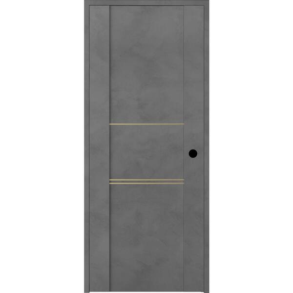 Belldinni Vona 01 3H Gold 24 in. x 80 in. Left-Handed Solid Core Composite Dark Urban DIY-Friendly Single Prehung Interior Door